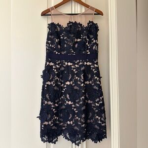 Adriana Papell Navy Floral Dress